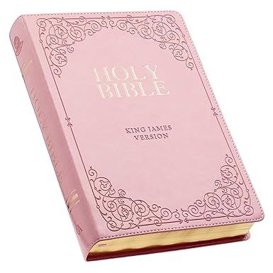KJV Holy Bible, Giant Print Full-size Faux Leather Red Letter Edition - Thumb Index & Ribbon Marker, King James Version, Pink